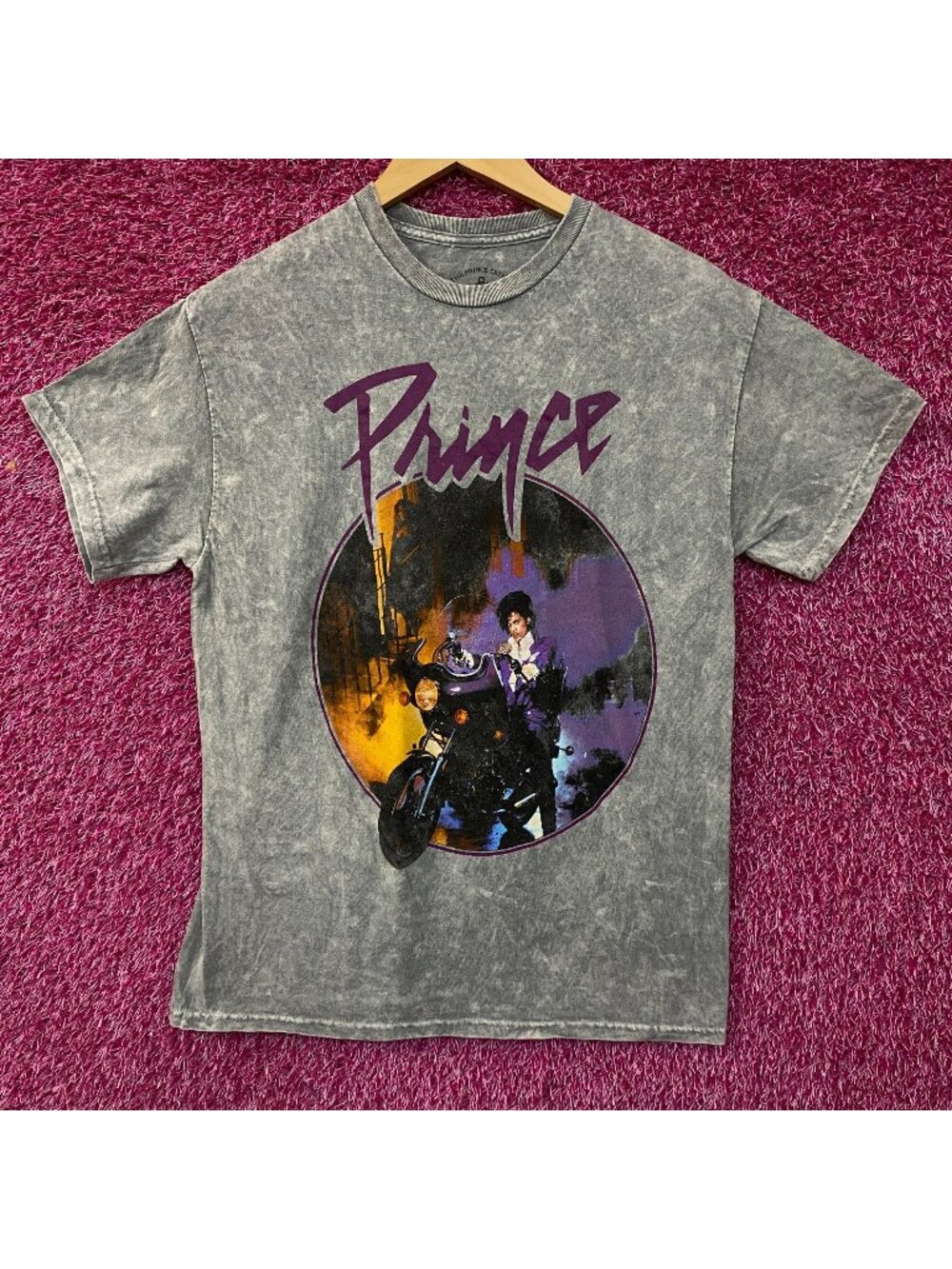 Prince Purple Rain Acid Wash Graphic T-Shirt Medium